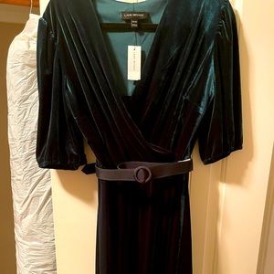 Belted Velvet Green dress; Lane Bryant size 18/20; new with tags